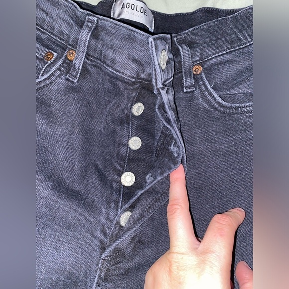 AGOLDE Nico Slim Leg Jeans in Disorder - Distressed Black/Dark Wash Jeans - Picture 7 of 16